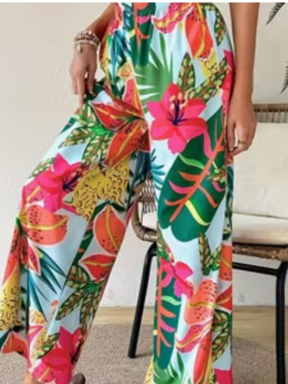 Tropical Print Palazzo Pants